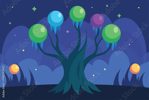 night landscape with moon