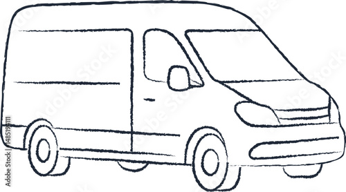 line vector illustration of a minibus. hand-drawn minibus. minibus side view.