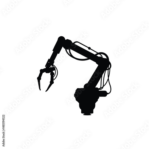 A robotic claw silhouette on white background