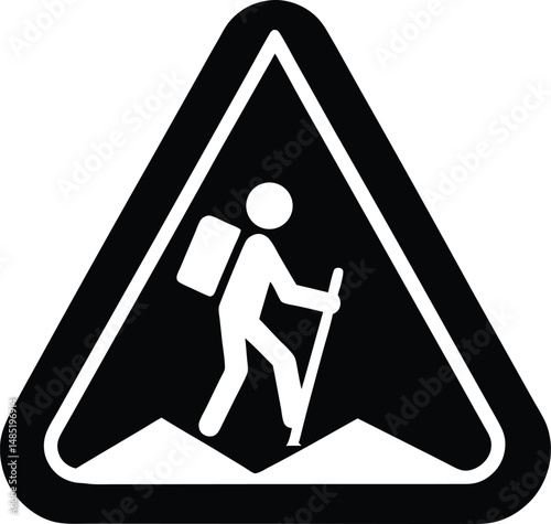 hiking sign icon vector illustration