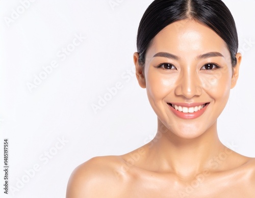 Portrait of a Beautiful Smiling Woman with Bare Skin
