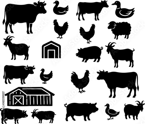 Silhouettes of Farm Animals