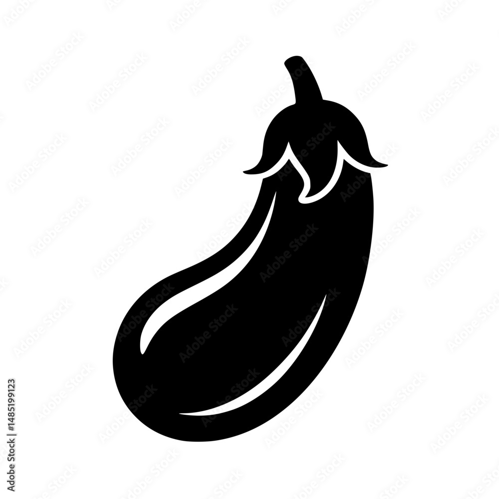 Black silhouette of an eggplant vegetable Black silhouette of an eggplant vegetable