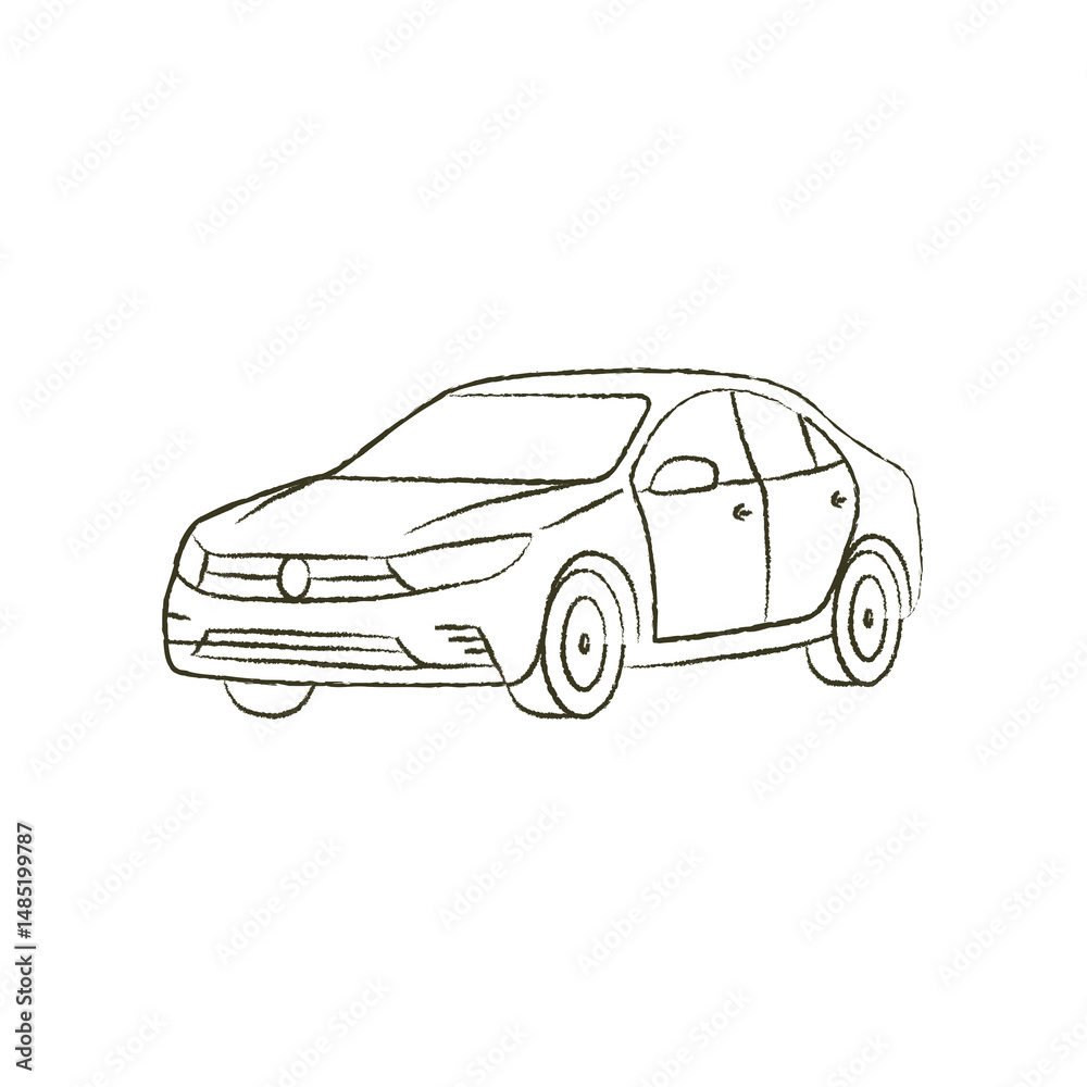 Fototapeta premium line vector illustration of a car. hand-drawn car. car side view.