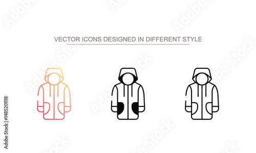 Rain Jacket icon design with white background stock illustration