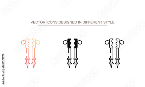 Trekking Poles icon design with white background stock illustration