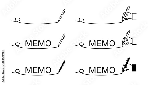 アンダーラインを引くボールペンとメモの文字のイラスト素材