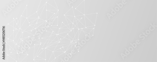Abstract white gray digital technology futuristic communication high tech concept background. Technology dots lines connect network background.