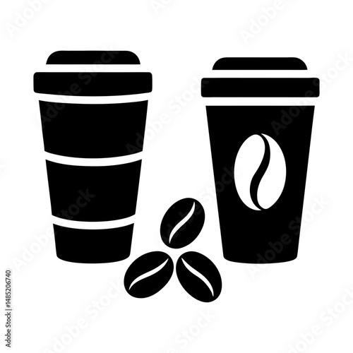 Coffee to Go Disposable Cups and Roasted Beans Icon