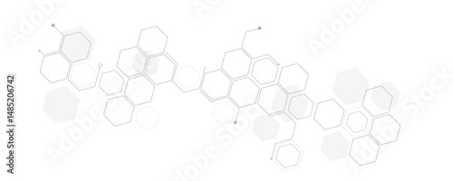 Abstract light gray geometric hexagon pattern. Creative medical science and technology background design.
