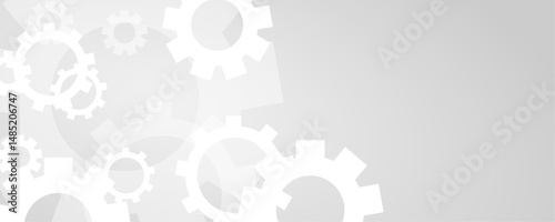 Abstract white gray futuristic high tech digital technology and mechanical engineering concept background design.