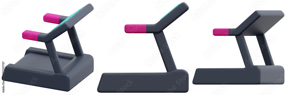 Set of Gray and Pink Treadmill 3D Model Fitness Equipment 3d Render Icon Illustration Set of Gray and Pink Treadmill 3D Model Fitness Equipment 3d Render Icon Illustration