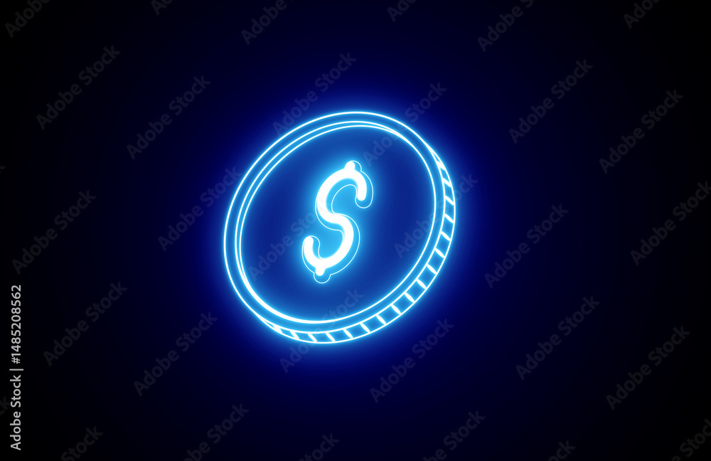 Neon Dollar Coin icon. Blue Color Dollar Coin icon. Crypto coin sign. Crypto currency icon. Neon Dollar Coin icon. Blue Color Dollar Coin icon. Crypto coin sign. Crypto currency icon.