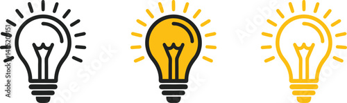 idea generation, light bulb symbol, lamp icon vector art illustration isolated on transparent png background
