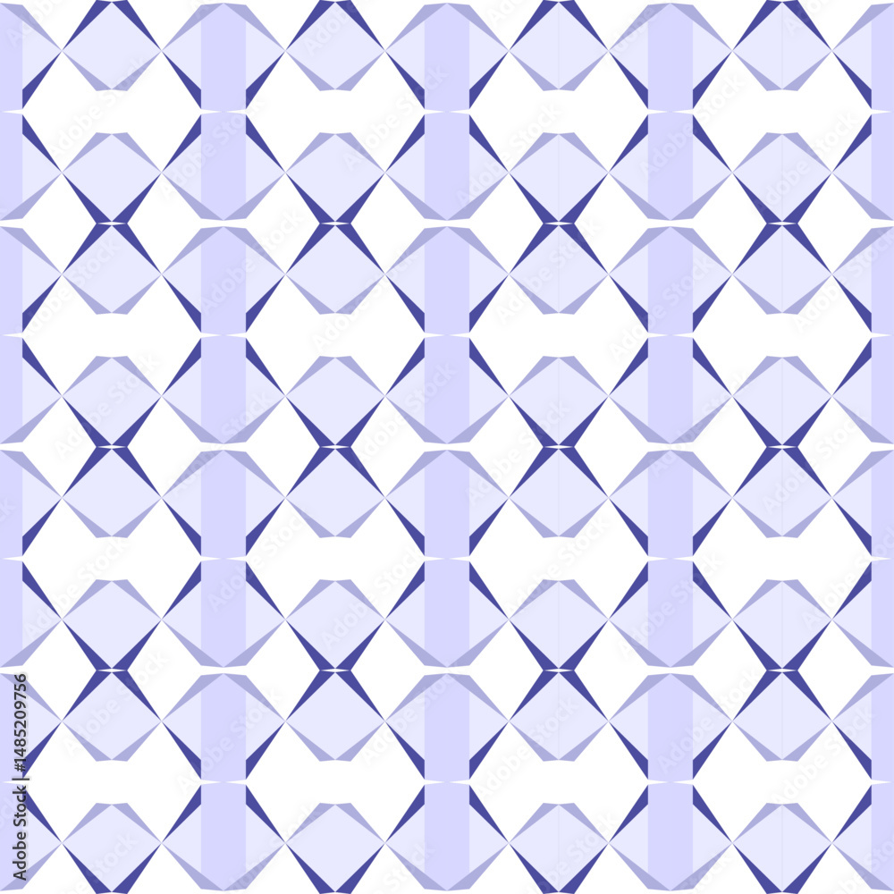 Fototapeta premium purple tone hexagon 3D seamless repeat pattern, replete image design for fabric printing or wallpaper, blue abstract wall, up side down column vertical diamond star