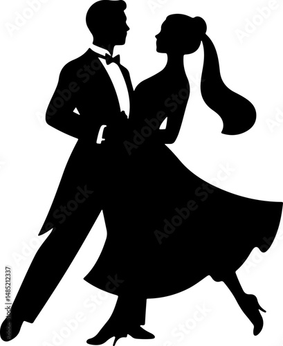 Elegant Silhouette of a Dancing Couple in Formalwear