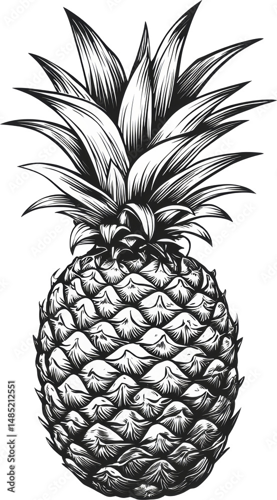 Obraz premium pineapple sketch line art illustration