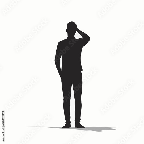 Mysterious silhouette of a lone figure standing still, evoking themes of solitude, strength, and contemplation. Great for use in artistic, narrative, or cinematic design projects.