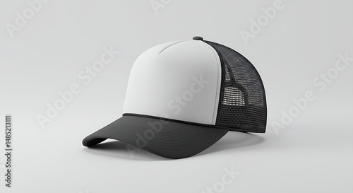 Blank Black and White Trucker Hat Mockup Perfect for Branding and Design