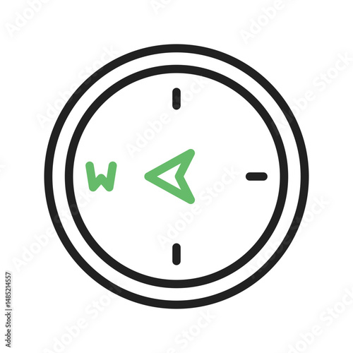 Compass Pointing West icon vector image. Suitable for mobile apps, web apps and print media.