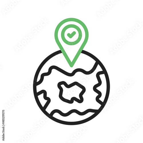 Locations Marked on Earth icon vector image. Suitable for mobile apps, web apps and print media.