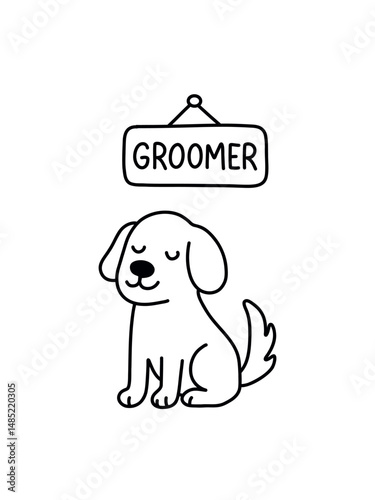 Groomer sign with dog