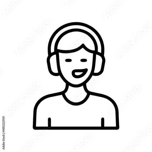 Young person listening to audio tour with headphones and smiling  