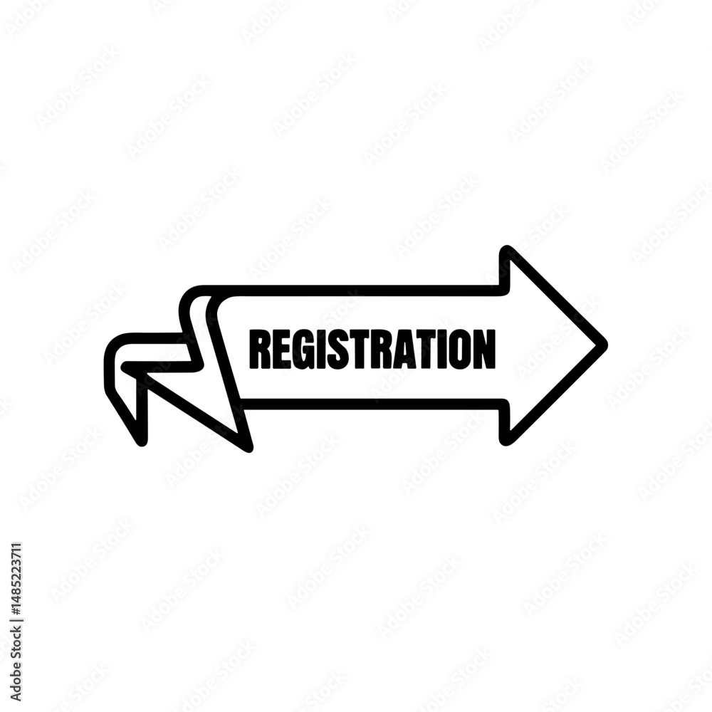 Fototapeta premium Registration arrow sign indicating direction for Open campus university tour 