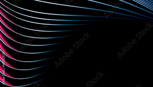 Abstract metallic curves with neon highlights