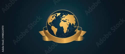 Global Award: Elegant Earth Globe with Golden Ribbon