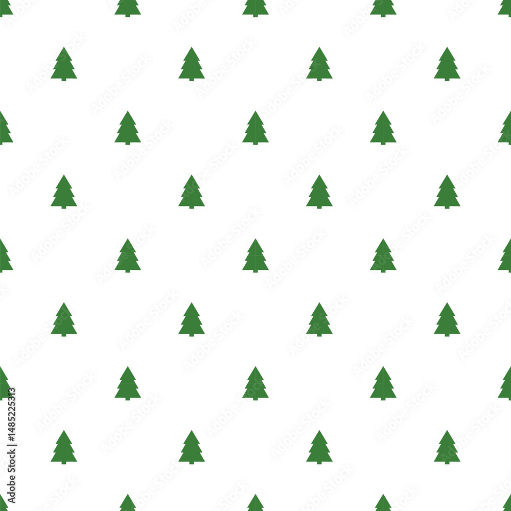 Christmas trees green and white seamless pattern. Christmas holiday background. Simple wallpaper vector illustration.