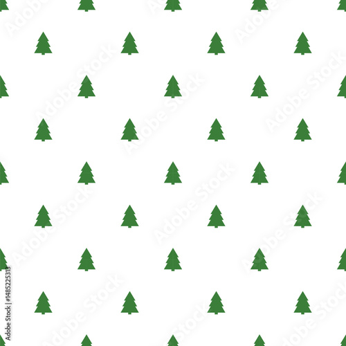 Obraz na płótnie Christmas trees green and white seamless pattern. Christmas holiday background. Simple wallpaper vector illustration. w salonie