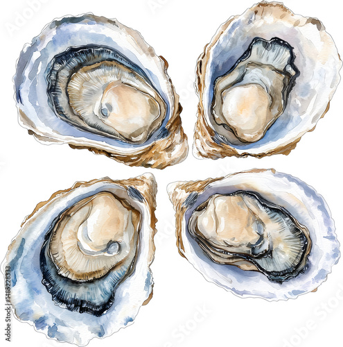 oyster watercolor illustration art 