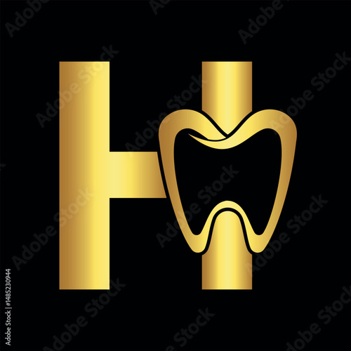 Initial Dentist Logo Combine With Letter H Vector Template