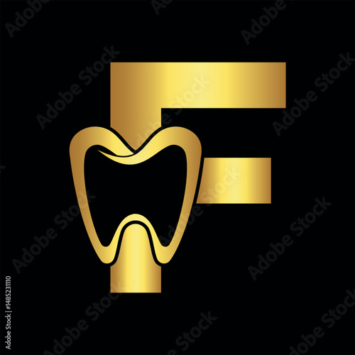 Initial Dentist Logo Combine With Letter F Vector Template