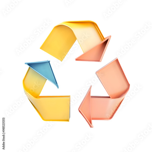 Wallpaper Mural Vibrant, three-dimensional artistic design representing a recycling symbol, featuring a variety of bright colors and geometric shapes. Torontodigital.ca