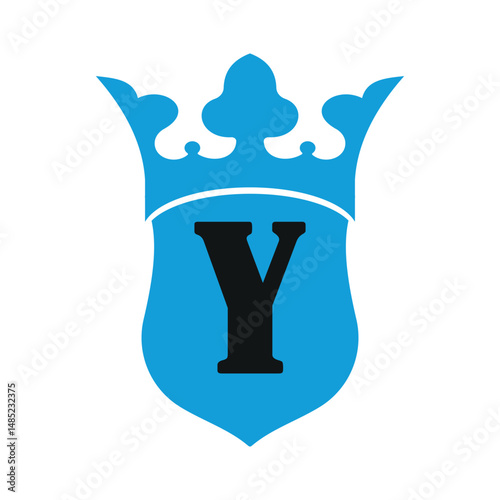 Crown and Shield Logo combine with letter Y vector template