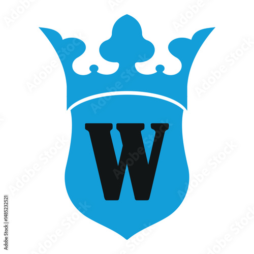Crown and Shield Logo combine with letter W vector template