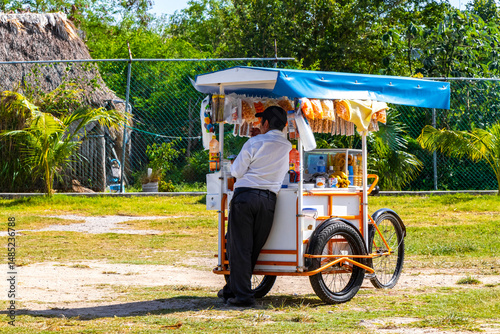 Street Food with transportation outdoor in Playa del Carmen Mexico.
