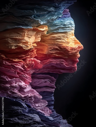 Colorful layered profile portrait