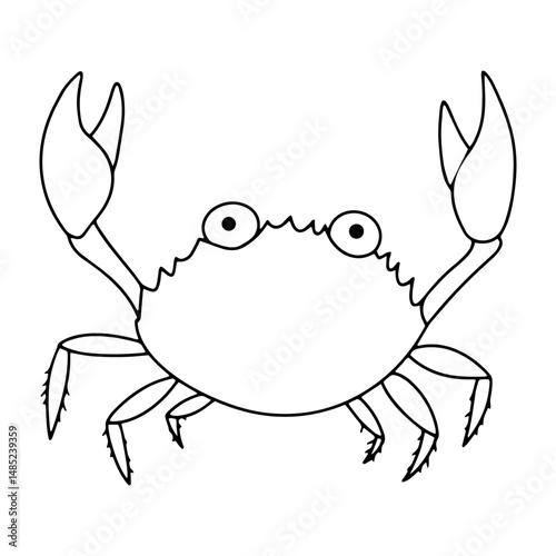 Coloring book. Cute sea crab character. Vector illustration in doodle style.