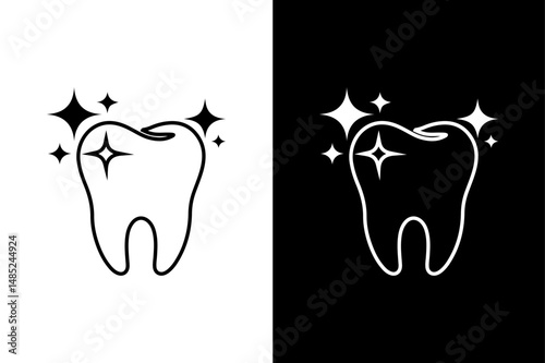 Tooth Vector Icon Clean Black Silhouette on White Background.