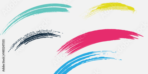 Brush strokes vector. yellow, blue, dark blue, backgrounds. Colorful set of text boxes. Paintbrush collection. Dirty brush texture banners.