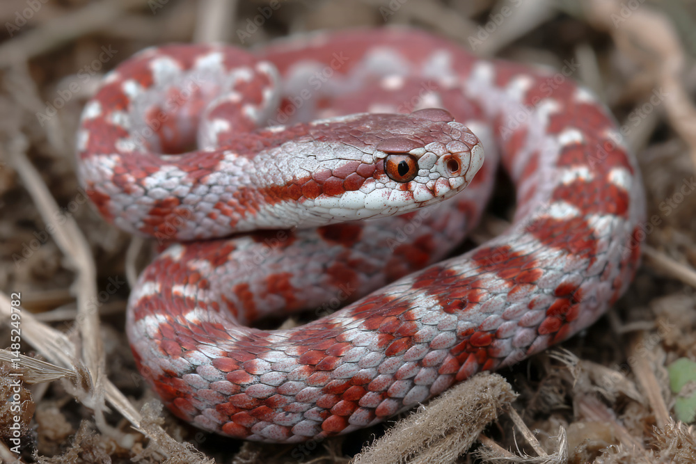 Obraz premium Captivating Red and White Adder on Display