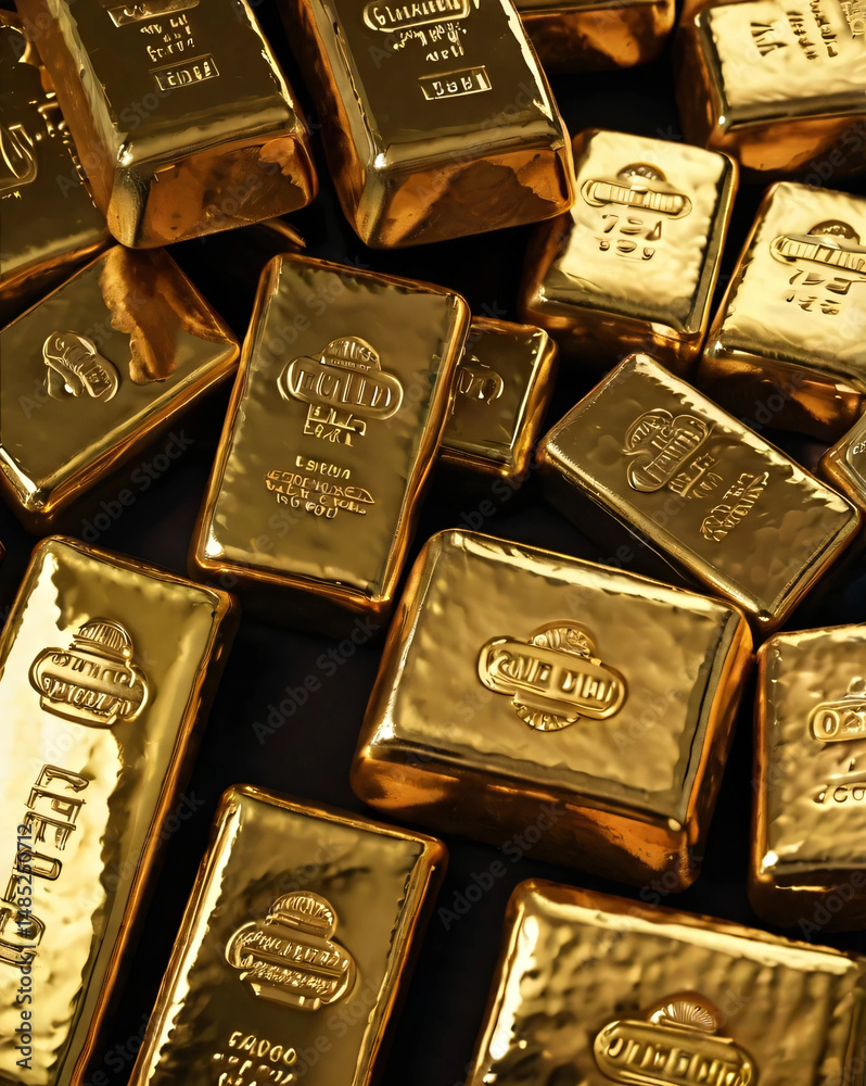 Golden bullion bars reflect prosperity and enduring monetary value. Golden bullion bars reflect prosperity and enduring monetary value.