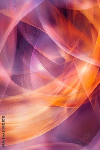 Vibrant Lavender And Orange Background Featuring Geometric Spirals And Diagonal Lines - Empty Template