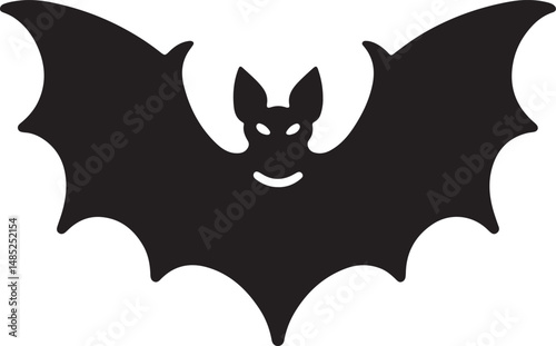 Bat Black Silhouette Vector, Flying Animal Clipart & Spooky Halloween Design