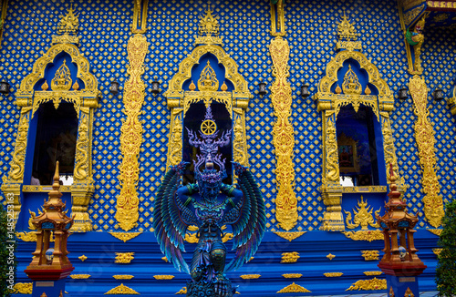 Obraz na plátně Blue temple in Chiang Rai city Thailand, Wat Rong Suea Ten stupa and pagoda