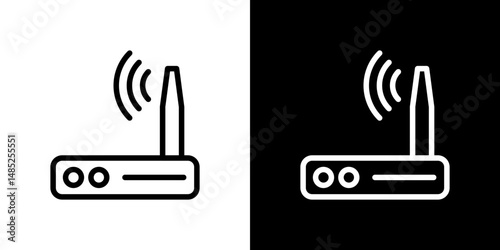 Wifi modem icon line art, vector set