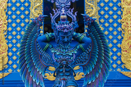 Fotografie Blue temple in Chiang Rai city Thailand, Wat Rong Suea Ten stupa and pagoda